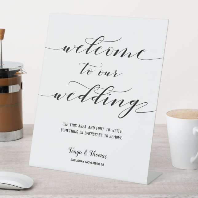 Signe De Table Calligraphie Rustique Bienvenue À Notre Mariage (In SItu)
