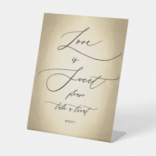 Signe De Table Calligraphie Script Gold Love Is Sweet Mariage