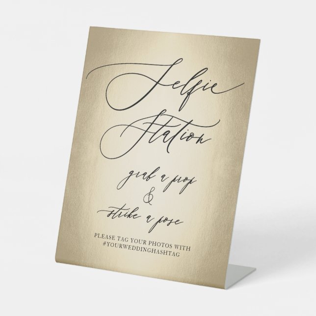Signe De Table Calligraphie Script Selfie Station Mariage (Recto)