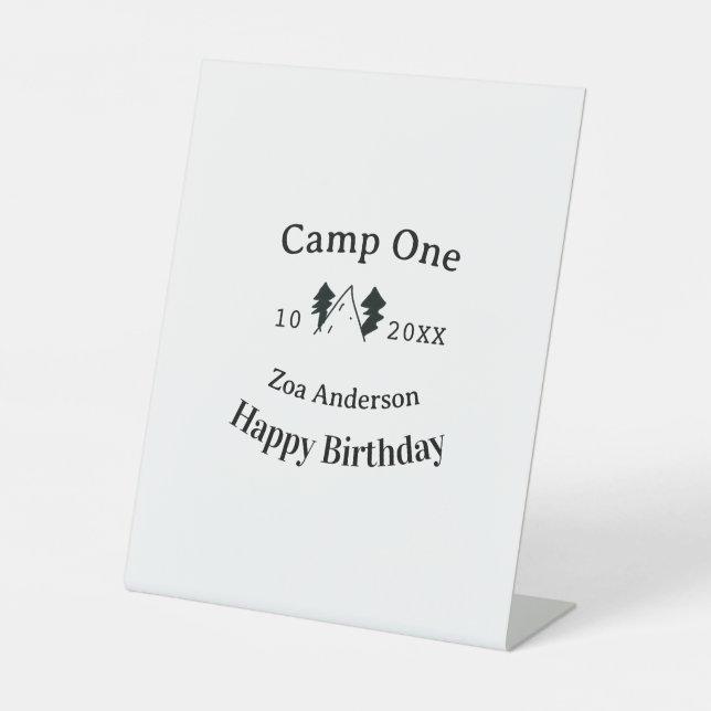 Signe De Table Camp one happy birthday name date campingadventure (Recto)