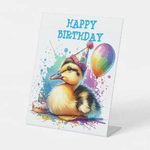 Signe De Table CANARD BÉBÉ MIGNON souhaitant joyeux anniversaire