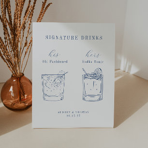 Signe De Table CAPE COD Mariage Bleu Côtier Signature Boissons