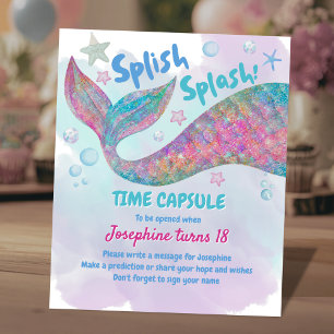 Signe De Table Capsule temporelle d'anniversaire de sirène aquare