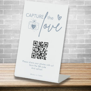 Signe De Table Capture de script moderne Le code QR d'amour