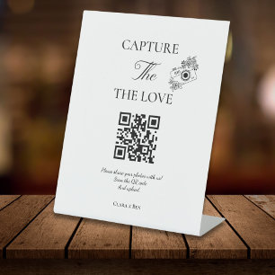 Signe De Table Capture de script moderne Le code QR d'amour
