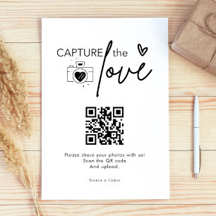 Signe De Table Capture de script moderne Le code QR d'amour