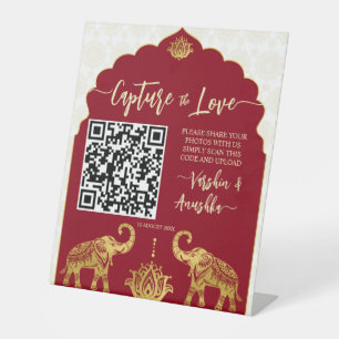 Signe De Table Capturer l'amour photo partage qr or éléphants