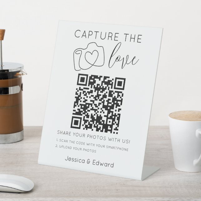 Signe De Table Capturez L'Amour Qr Code Black Chic Mariage modern (In SItu)