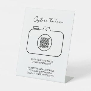 Signe De Table Capturez le code QR de partage de photos d'amour