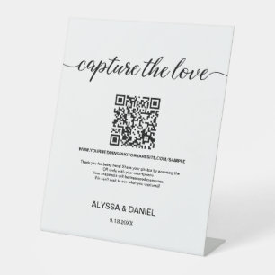 Signe De Table Capturez le code QR Love Mariage Partage de photos