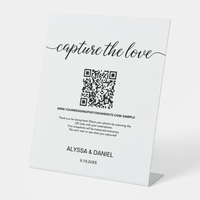 Signe De Table Capturez le code QR Love Mariage Partage de photos (Recto)