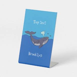 Signe De Table Caricature de baleine mignonne et de baleine de ve