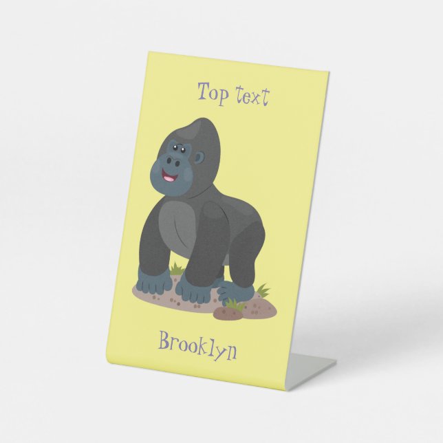 Signe De Table Caricature de gros gorilles joyeux (Recto)