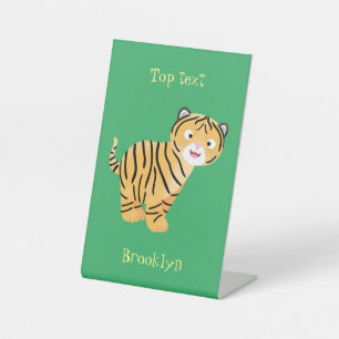 Signe De Table Caricature de petit tigre joyeux