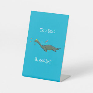 Signe De Table Caricature de plesiosaure, monstre marin mignon et