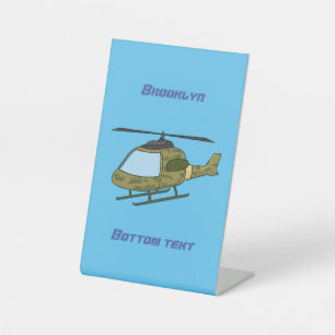 Signe De Table Caricature d'hélicoptère camoflage de l'armée