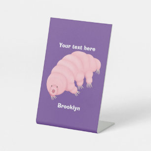 Signe De Table Caricature d'ours d'eau tardigrade rose mignon