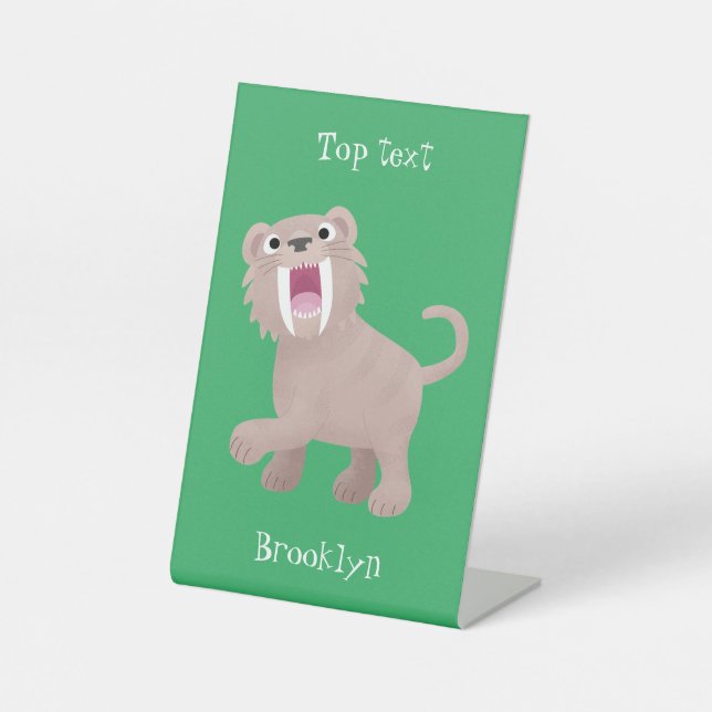 Signe De Table Caricature du tigre mignon Saber Toothed Smilodon (Recto)