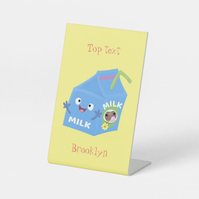 Signe De Table Caricature en carton de lait joyeux (Recto)