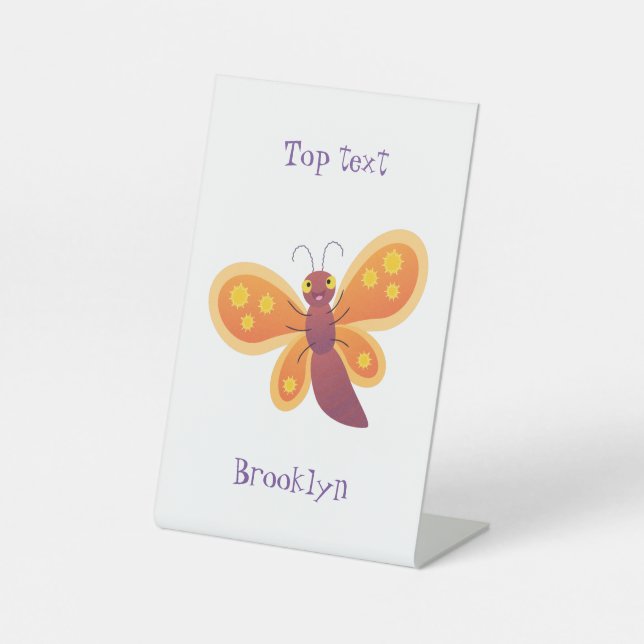 Signe De Table Caricature joli papillon orange (Recto)