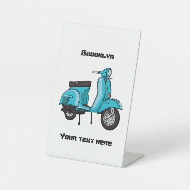 Signe De Table Caricature moto mopée mûre illustration (Recto)