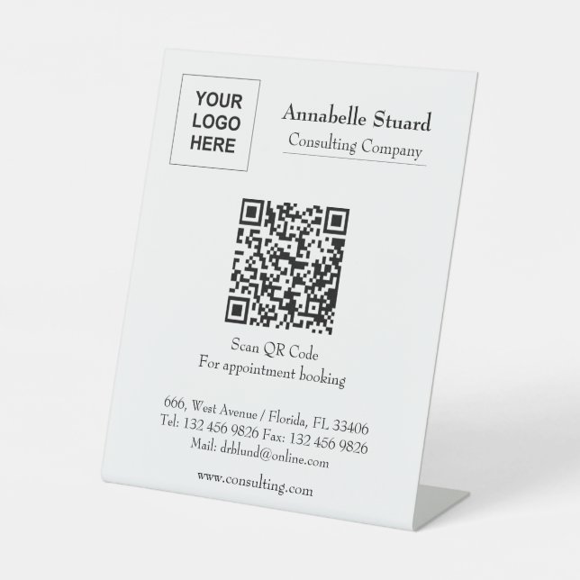 Signe De Table Carnet de rendez-vous QR code société professionne (Recto)