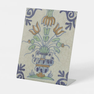 Signe De Table Carrelage Delft Antique Pot de Fleur Céramique