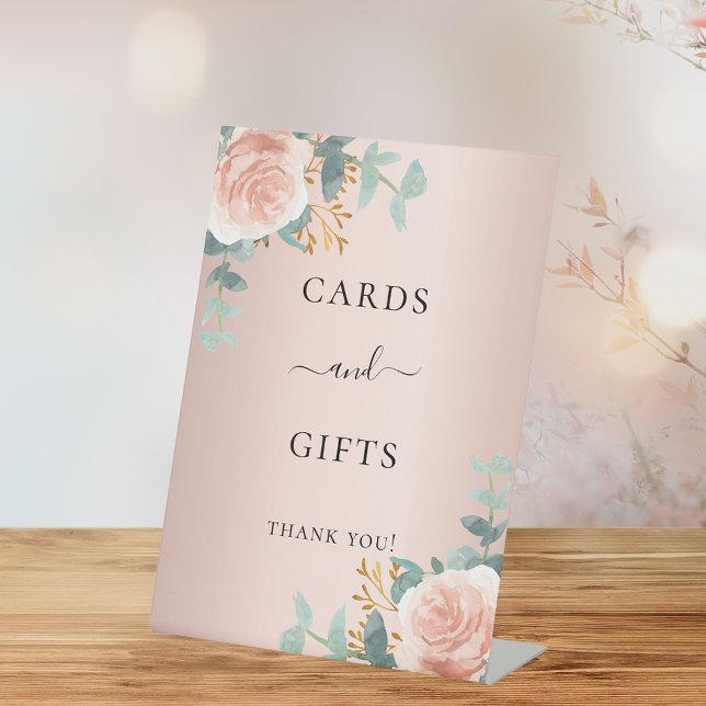 Signe De Table Carte cadeau fleurs de eucalyptus rose gold blush (Créateur téléchargé)