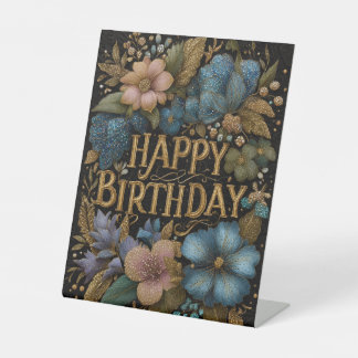 Signe De Table Carte d'anniversaire élégante avec texte doré
