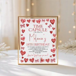 Signe De Table Carte de capsule temporelle d'anniversaire chéri