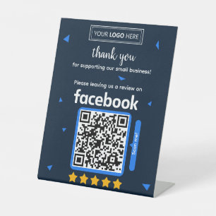 Signe De Table Carte de demande d'avis Facebook avec logo et code