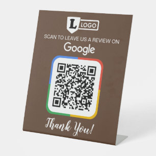Signe De Table Carte de demande d'avis Google avec logo et QR Cod