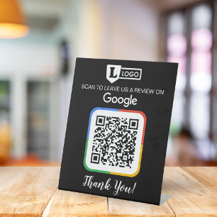 Signe De Table Carte de demande d'avis Google avec logo et QR Cod