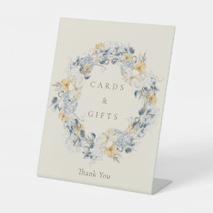 Signe De Table Carte de mariage et cadeaux Floral Jaune Bleu