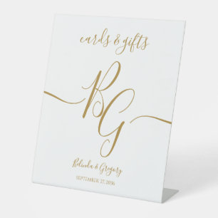 Signe De Table Carte de mariage initiale simple et élégante