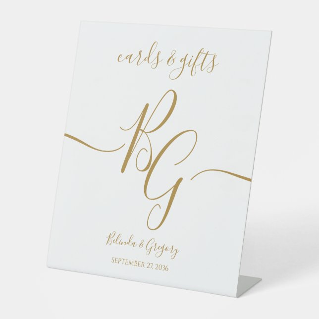 Signe De Table Carte de mariage initiale simple et élégante (Recto)