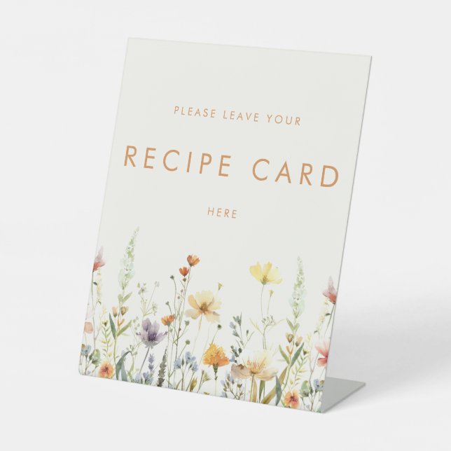 Signe De Table Carte de recette de douche nuptiale de fleurs sauv (Recto)