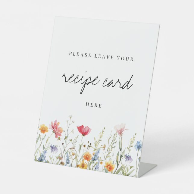 Signe De Table Carte de recette Fleur sauvage aquarelle (Recto)