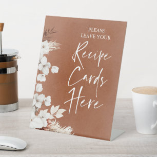 Signe De Table Carte de recettes florales blanches en terre cuite
