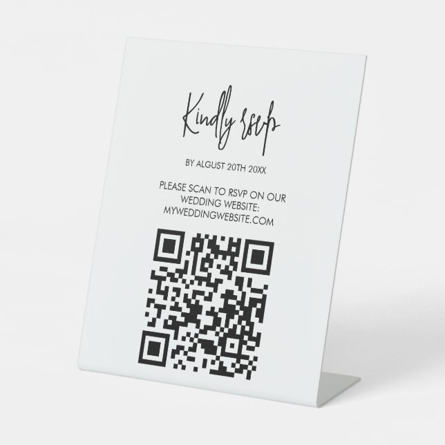 Signe De Table Carte de réponse de mariage moderne avec code QR (Recto)