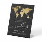Carte du monde Destination Mariage Or Black Welcom