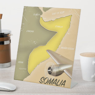 Signe De Table carte illustrée de la Somalie