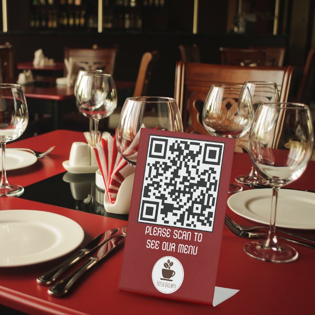 Signe De Table Carte QR Code Menu Piédestal Signal pour les resta (Custom QR Code Menu Pedestal Sign for Restaurants)