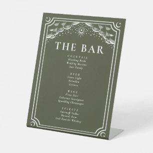 Signe De Table Carte Tarot Gothique Olive & Blanc Menu Mariage Ba