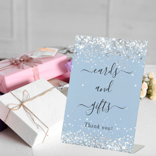 Signe De Table Cartes cadeaux bleu poussiéreux mariage argent