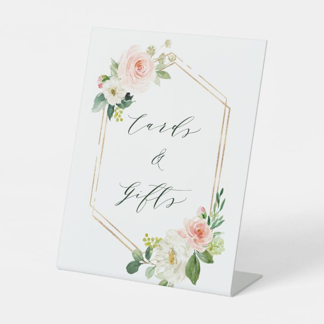 Signe De Table Cartes & Cadeaux Cadeaux Hexagone Gold en Fleur Bl (Recto)