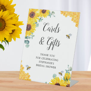 Signe De Table Cartes Cadeaux de Mariage Fleur de Tournesol Abeil