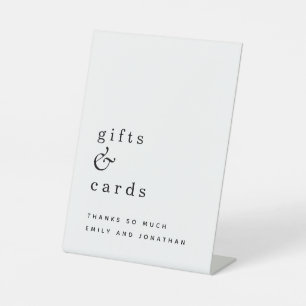 Signe De Table Cartes cadeaux de typographie simple Mariage noir