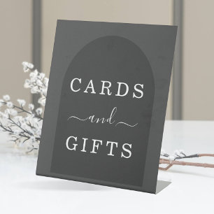 Signe De Table Cartes & Cadeaux Gris Sombre Moderne Simple Élégan