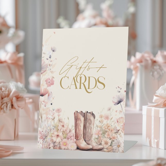 Signe De Table Cartes Cadeaux Mariage Boots & Bubbly Floral Cowgi (Créateur téléchargé)